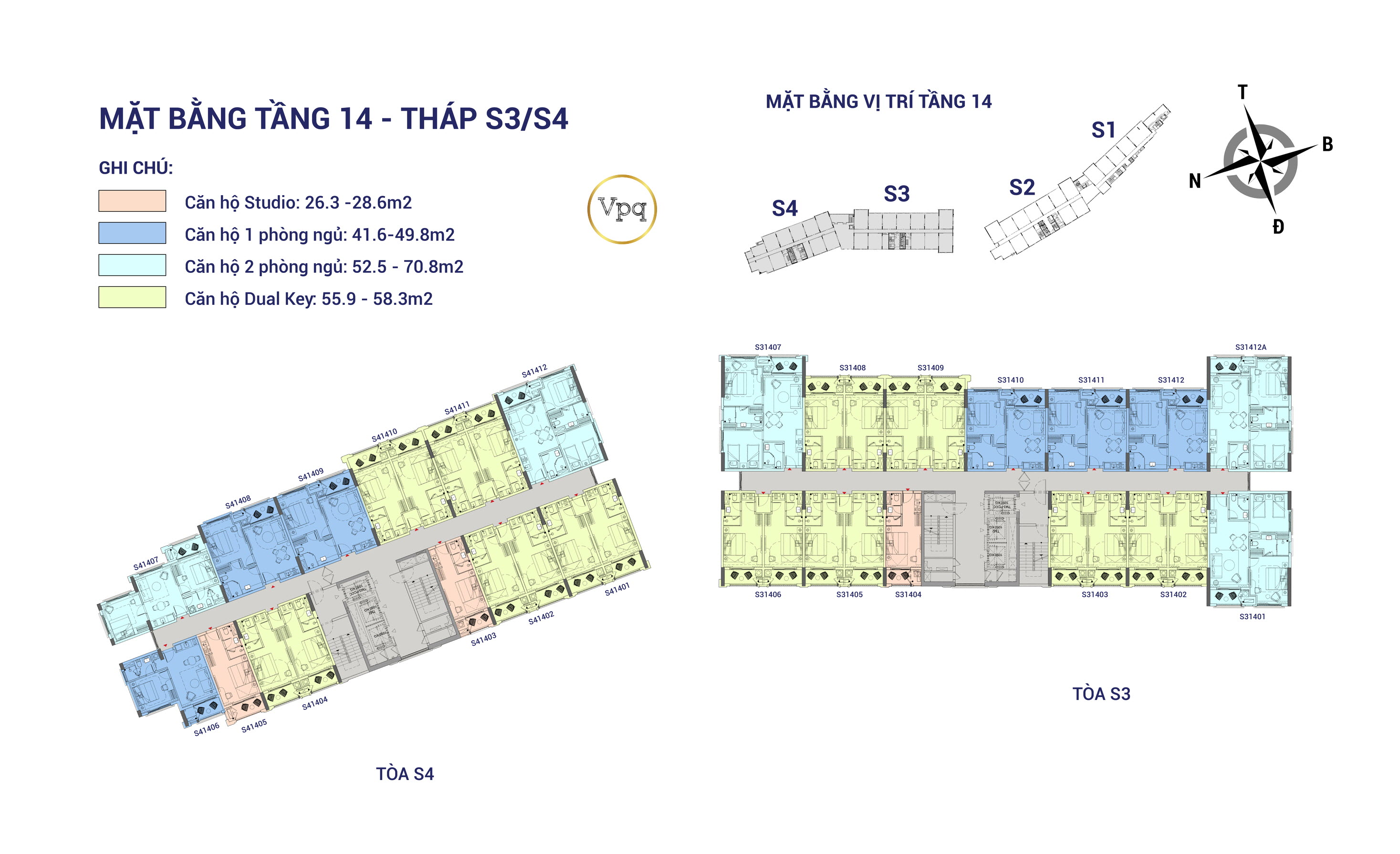 Mặt bằng tầng 14 tháp căn hộ The Sky Phú Quốc